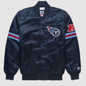 Striped Tennessee Titans Navy Blue Varsity Jacket