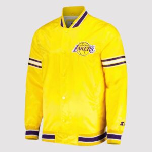 Los Angeles Lakers Slider Yellow Satin Varsity Jacket