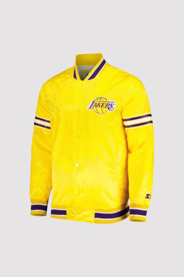 Los Angeles Lakers Slider Yellow Satin Varsity Jacket