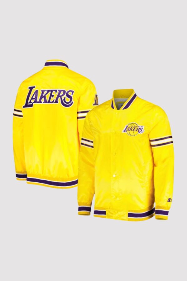 Los Angeles Lakers Slider Yellow Satin Varsity Jacket