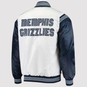 Memphis Grizzlies Renegade White & Navy Satin Varsity Jacket