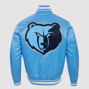 Memphis Grizzlies Script Tail Blue Satin Varsity Jacket